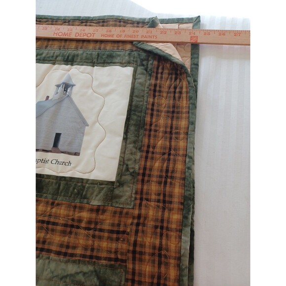 Great Smoky Mountains landmark quilt cabin church patchwork Tennessee coverlet - Picture 9 of 14